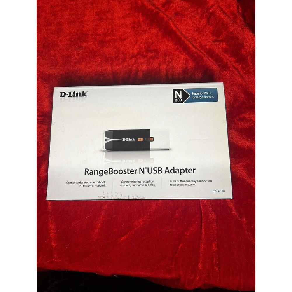 D-Link RangeBooster N USB Adapter DWA-140 Wireless N-300 Greater Reception New